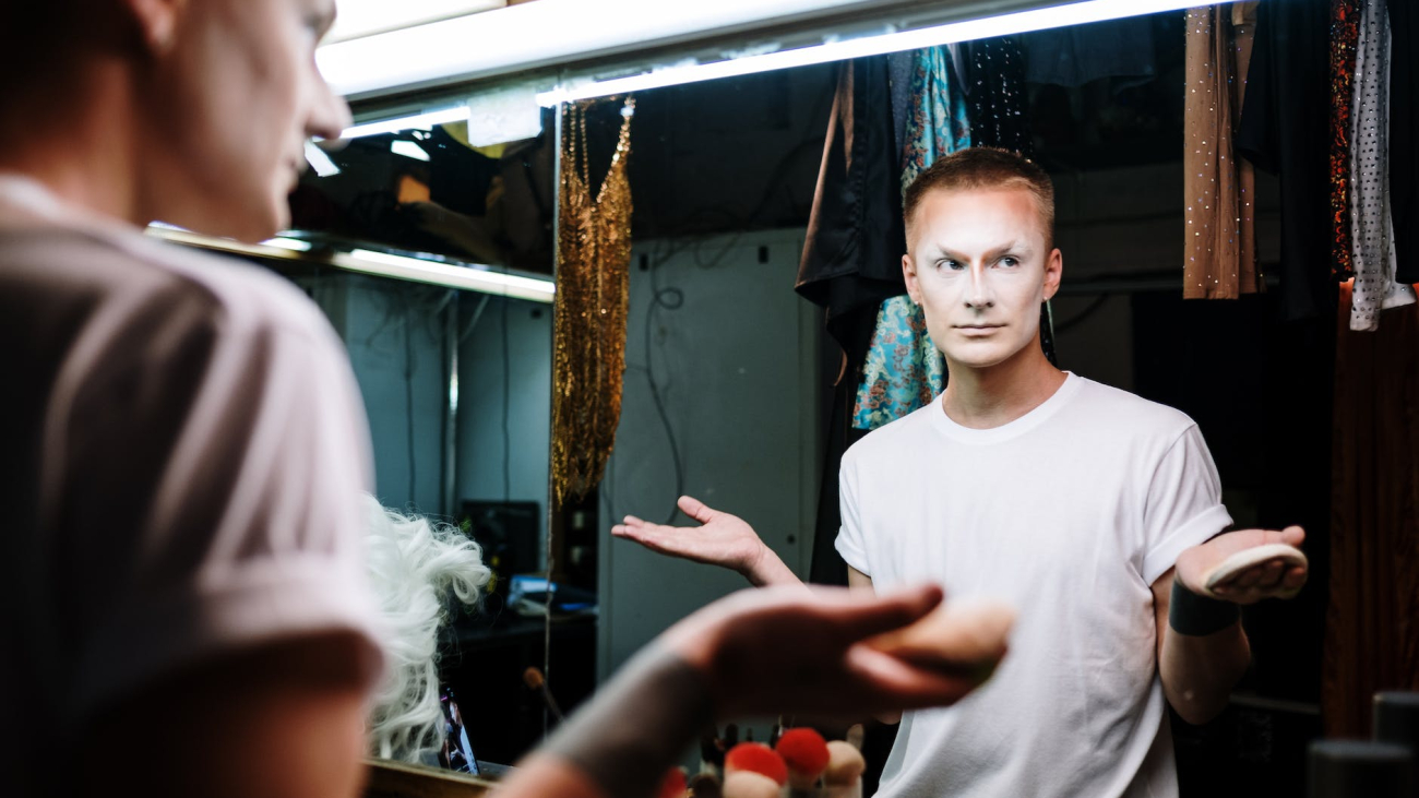 drag queen in dressing room