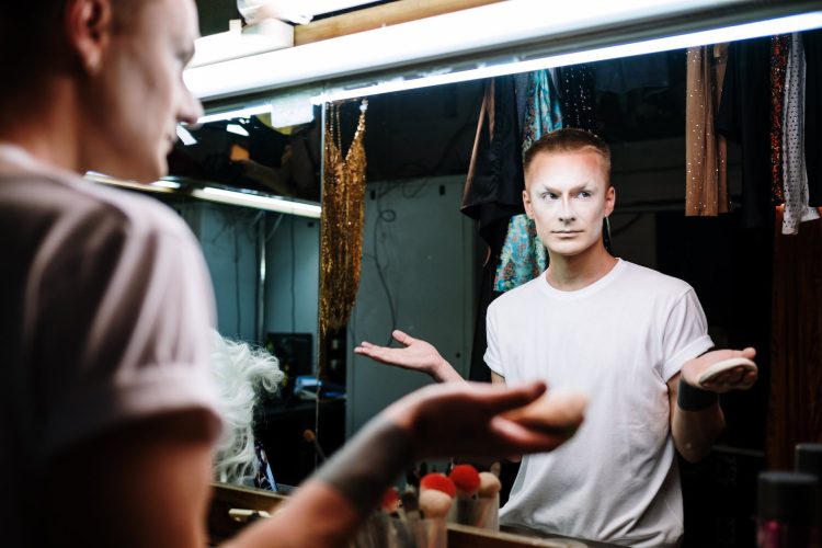drag queen in dressing room